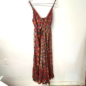 Anthropologie Red and Orange Maxi Dress